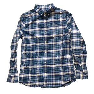 Vineyard Vines Shirt Youth Large Green Blue Whale Flannel Button Up Casual Boys‎